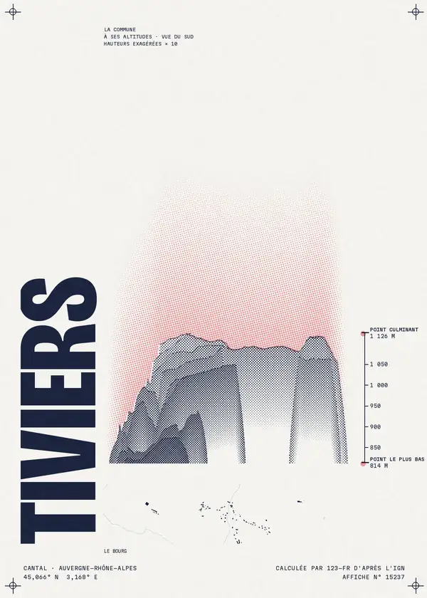 Affiche de Tiviers, calculée par 123-fr d'après l'IGN