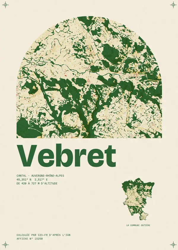 Affiche de Vebret, calculée par 123-fr d'après l'IGN
