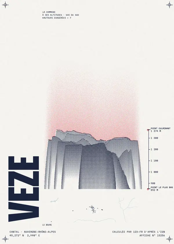 Affiche de Vèze, calculée par 123-fr d'après l'IGN