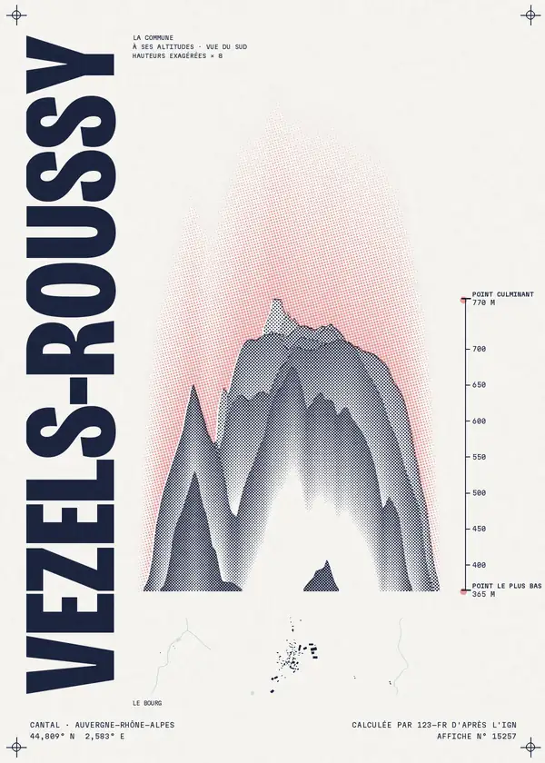 Affiche de Vezels-Roussy, calculée par 123-fr d'après l'IGN