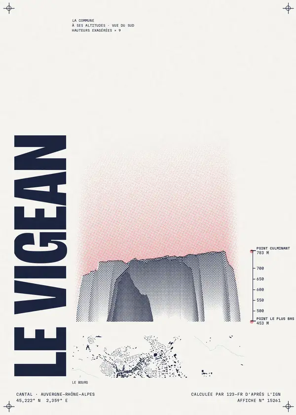 Affiche de Le Vigean, calculée par 123-fr d'après l'IGN