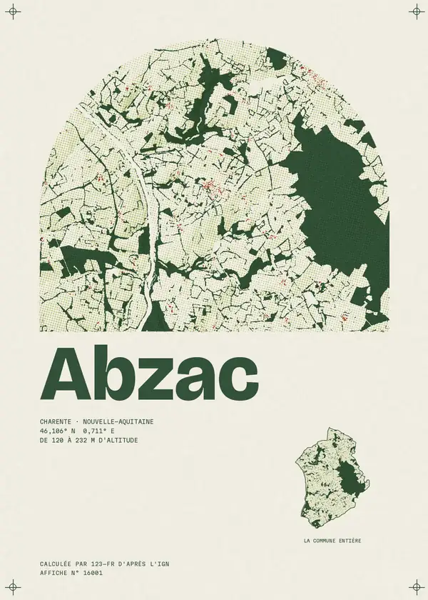 Affiche de Abzac, calculée par 123-fr d'après l'IGN
