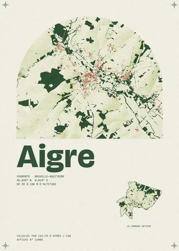 Affiche de Aigre, calculée par 123-fr d'après l'IGN