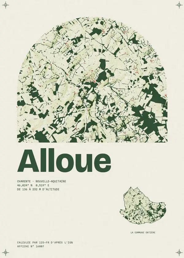 Affiche de Alloue, calculée par 123-fr d'après l'IGN