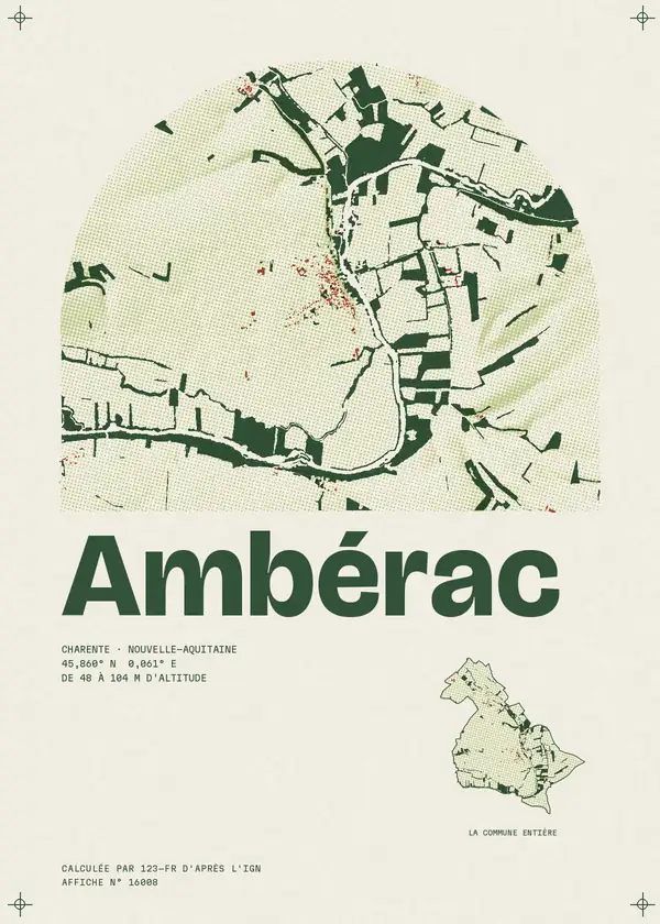 Affiche de Ambérac, calculée par 123-fr d'après l'IGN