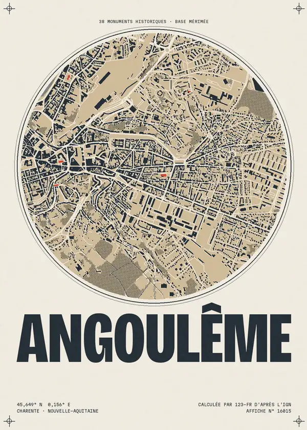 Affiche de Angoulême, calculée par 123-fr d'après l'IGN