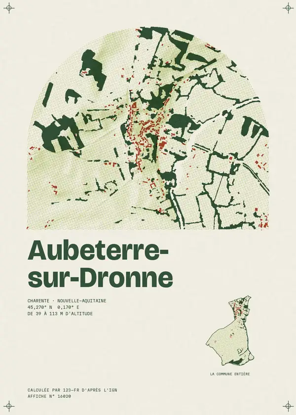 Affiche de Aubeterre-sur-Dronne, calculée par 123-fr d'après l'IGN