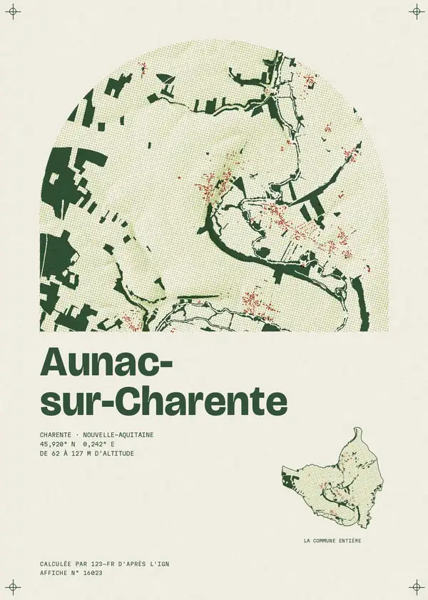 Affiche de Aunac-sur-Charente, calculée par 123-fr d'après l'IGN