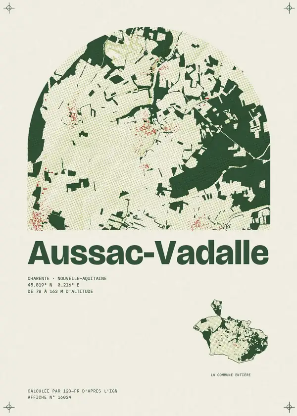 Affiche de Aussac-Vadalle, calculée par 123-fr d'après l'IGN