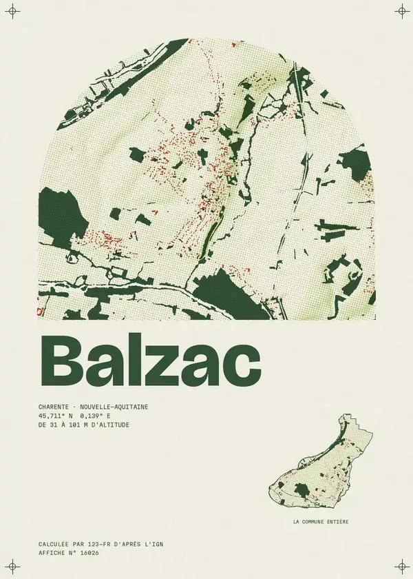 Affiche de Balzac, calculée par 123-fr d'après l'IGN