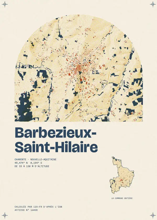 Affiche de Barbezieux-Saint-Hilaire, calculée par 123-fr d'après l'IGN