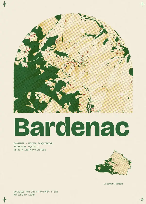 Affiche de Bardenac, calculée par 123-fr d'après l'IGN