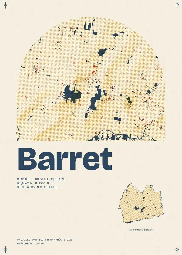 Affiche de Barret, calculée par 123-fr d'après l'IGN