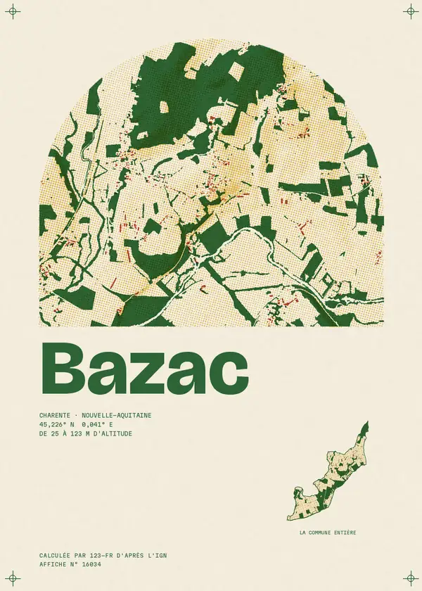 Affiche de Bazac, calculée par 123-fr d'après l'IGN