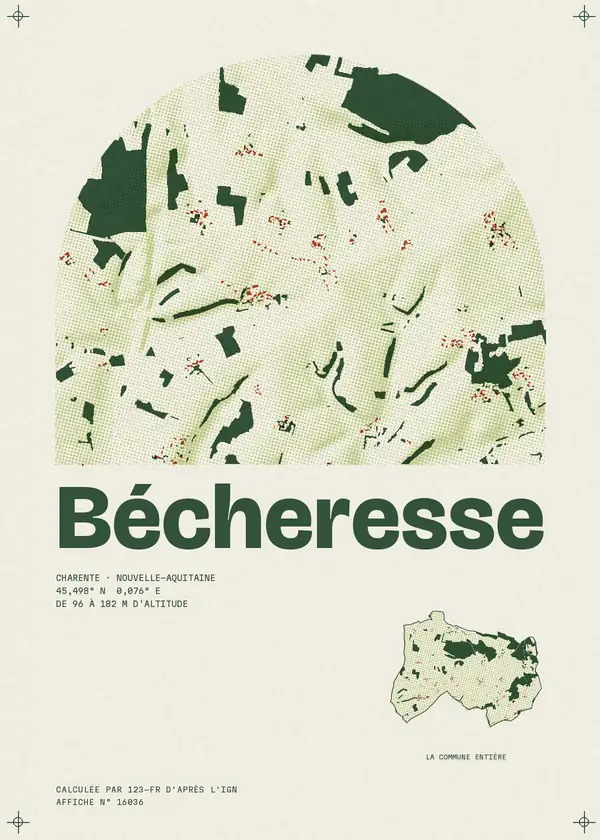 Affiche de Bécheresse, calculée par 123-fr d'après l'IGN