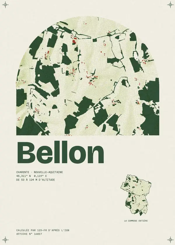 Affiche de Bellon, calculée par 123-fr d'après l'IGN