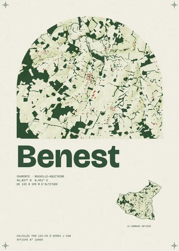 Affiche de Benest, calculée par 123-fr d'après l'IGN