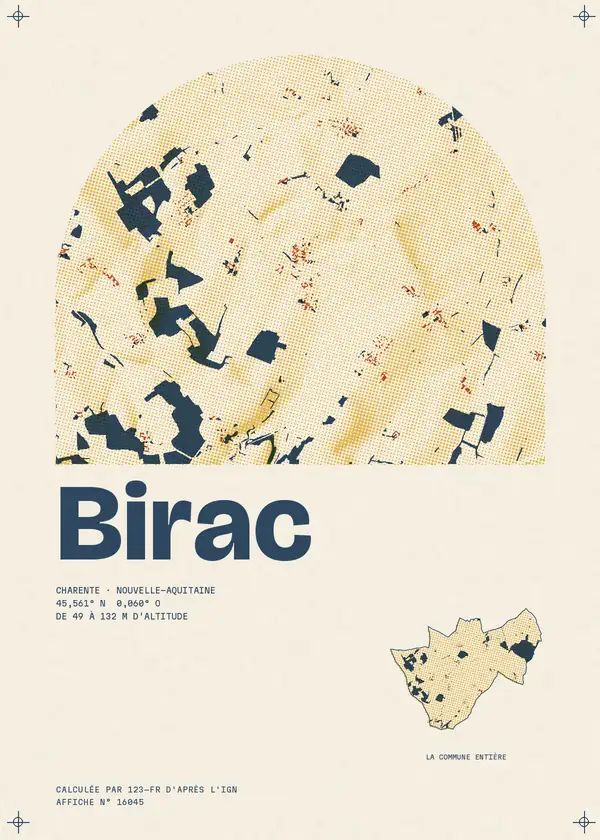 Affiche de Birac, calculée par 123-fr d'après l'IGN