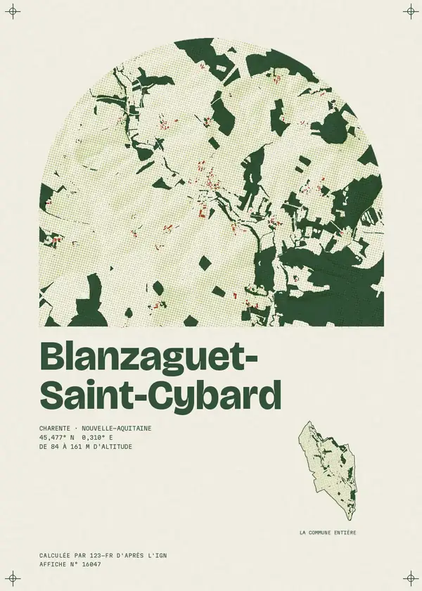 Affiche de Blanzaguet-Saint-Cybard, calculée par 123-fr d'après l'IGN