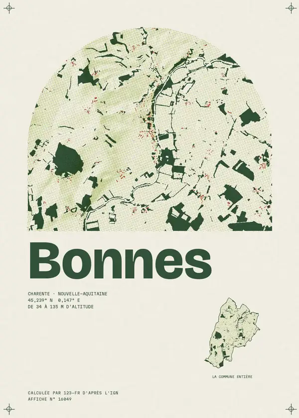 Affiche de Bonnes, calculée par 123-fr d'après l'IGN