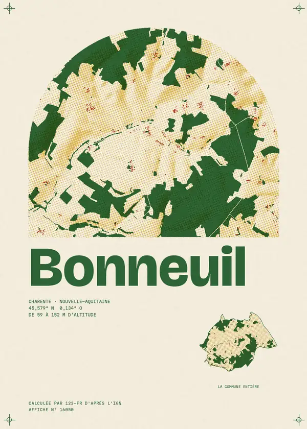 Affiche de Bonneuil, calculée par 123-fr d'après l'IGN