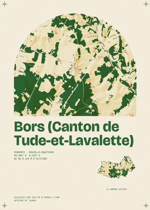 Affiche de Bors (Canton de Tude-et-Lavalette), calculée par 123-fr d'après l'IGN