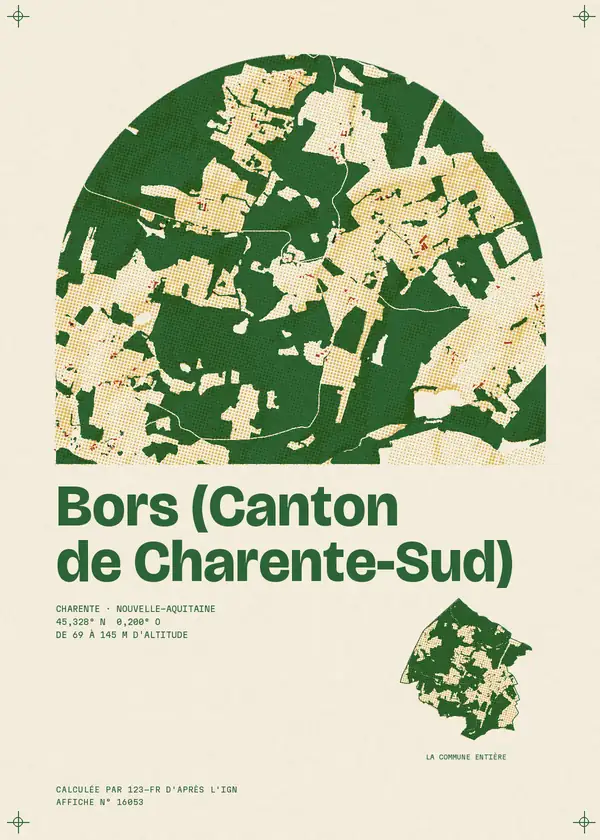 Affiche de Bors (Canton de Charente-Sud), calculée par 123-fr d'après l'IGN