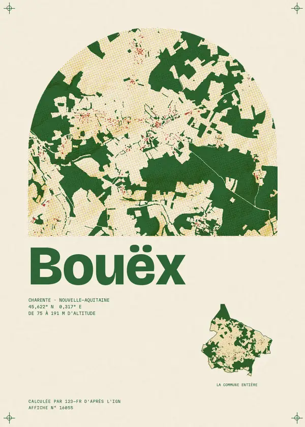 Affiche de Bouëx, calculée par 123-fr d'après l'IGN