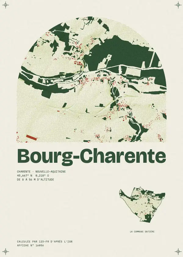 Affiche de Bourg-Charente, calculée par 123-fr d'après l'IGN