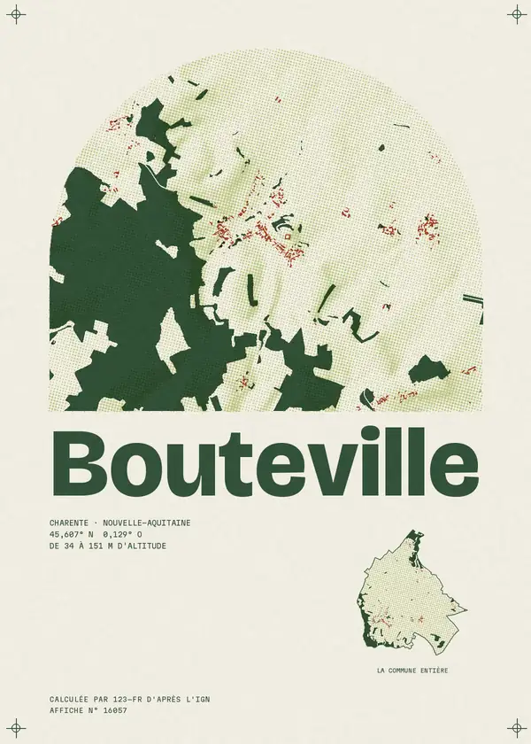 Affiche de Bouteville, calculée par 123-fr d'après l'IGN