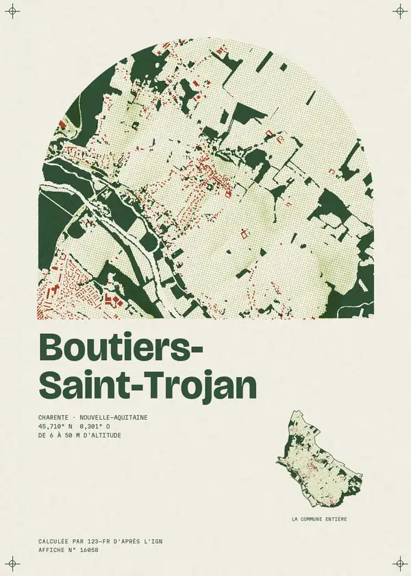 Affiche de Boutiers-Saint-Trojan, calculée par 123-fr d'après l'IGN