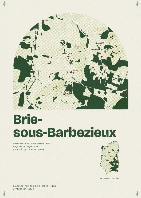 Affiche de Brie-sous-Barbezieux, calculée par 123-fr d'après l'IGN