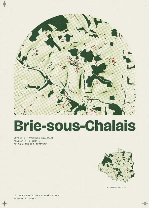 Affiche de Brie-sous-Chalais, calculée par 123-fr d'après l'IGN