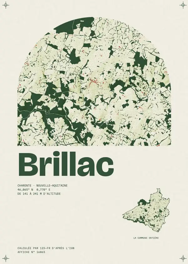 Affiche de Brillac, calculée par 123-fr d'après l'IGN
