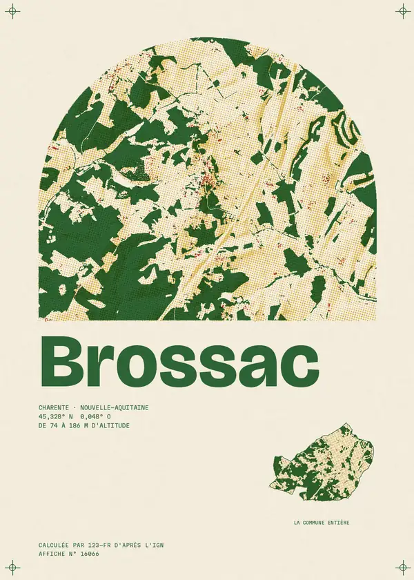 Affiche de Brossac, calculée par 123-fr d'après l'IGN