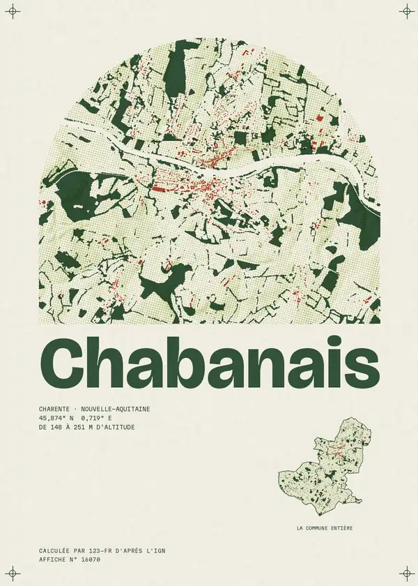 Affiche de Chabanais, calculée par 123-fr d'après l'IGN
