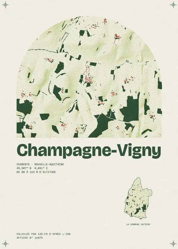 Affiche de Champagne-Vigny, calculée par 123-fr d'après l'IGN