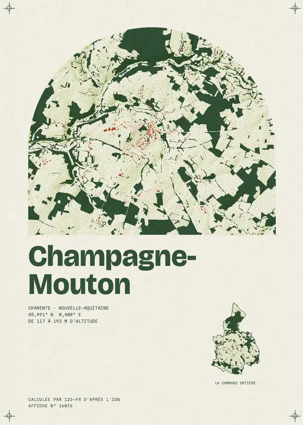 Affiche de Champagne-Mouton, calculée par 123-fr d'après l'IGN