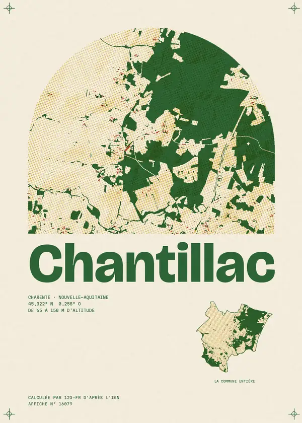 Affiche de Chantillac, calculée par 123-fr d'après l'IGN
