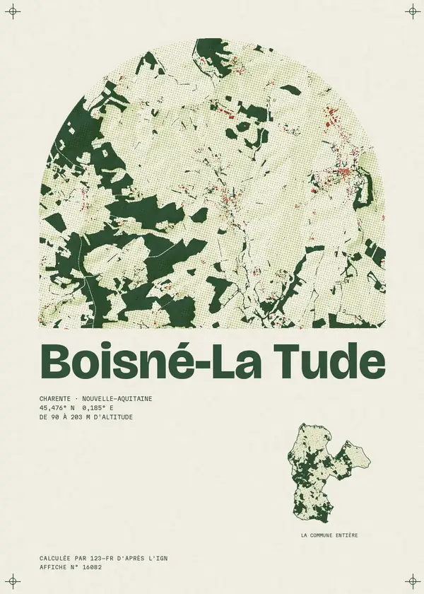 Affiche de Boisné-La Tude, calculée par 123-fr d'après l'IGN