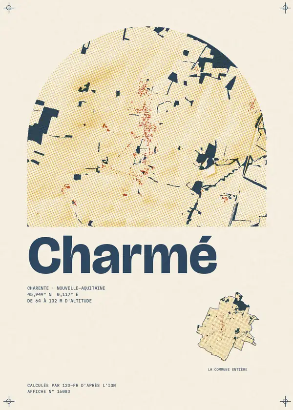 Affiche de Charmé, calculée par 123-fr d'après l'IGN