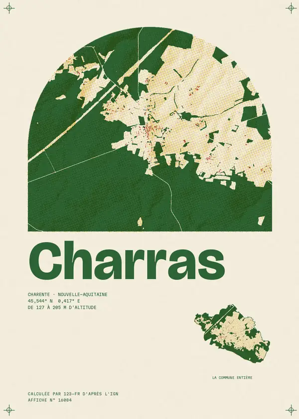Affiche de Charras, calculée par 123-fr d'après l'IGN