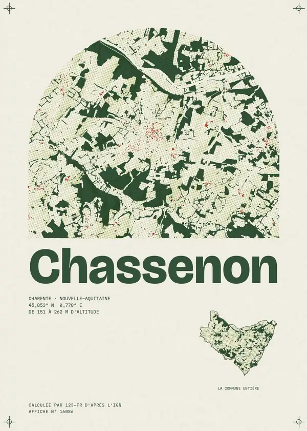 Affiche de Chassenon, calculée par 123-fr d'après l'IGN