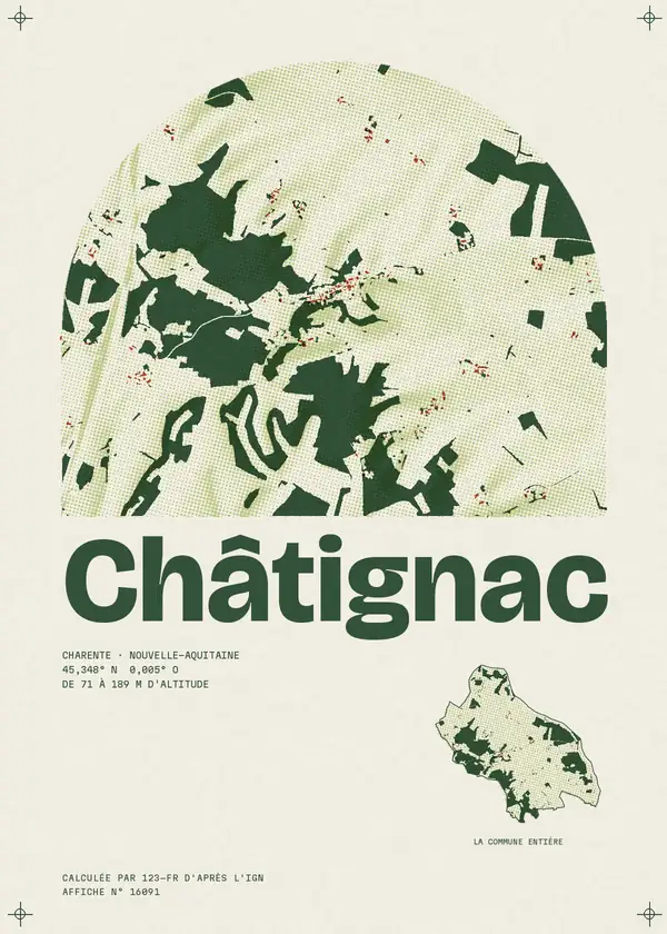 Affiche de Châtignac, calculée par 123-fr d'après l'IGN