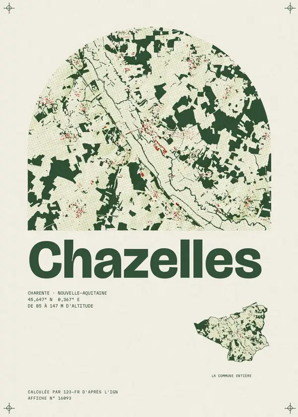 Affiche de Chazelles, calculée par 123-fr d'après l'IGN
