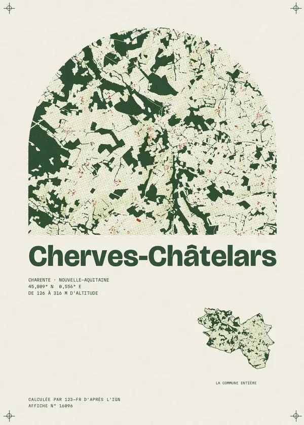 Affiche de Cherves-Châtelars, calculée par 123-fr d'après l'IGN