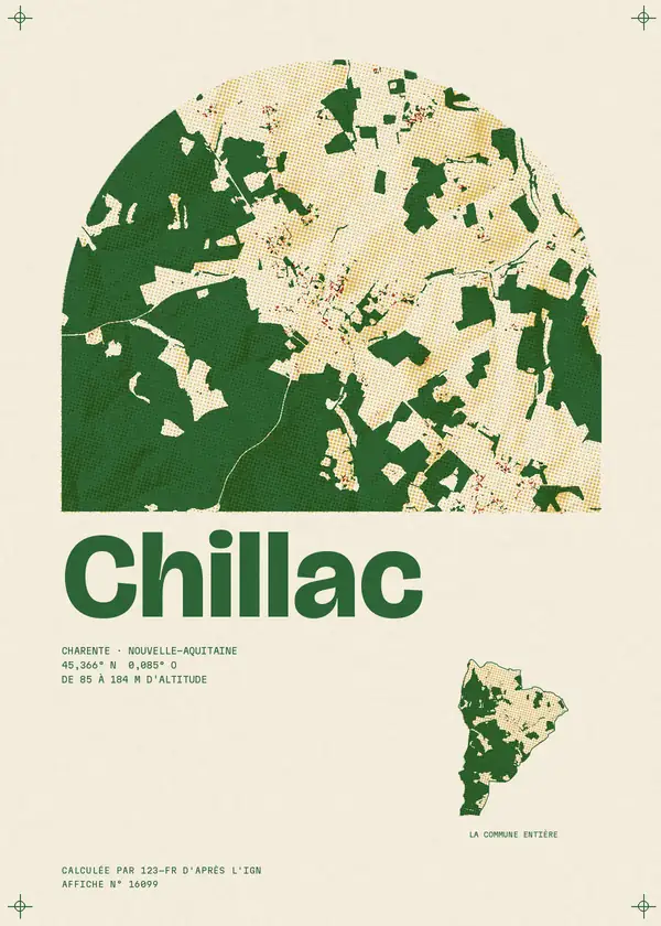 Affiche de Chillac, calculée par 123-fr d'après l'IGN