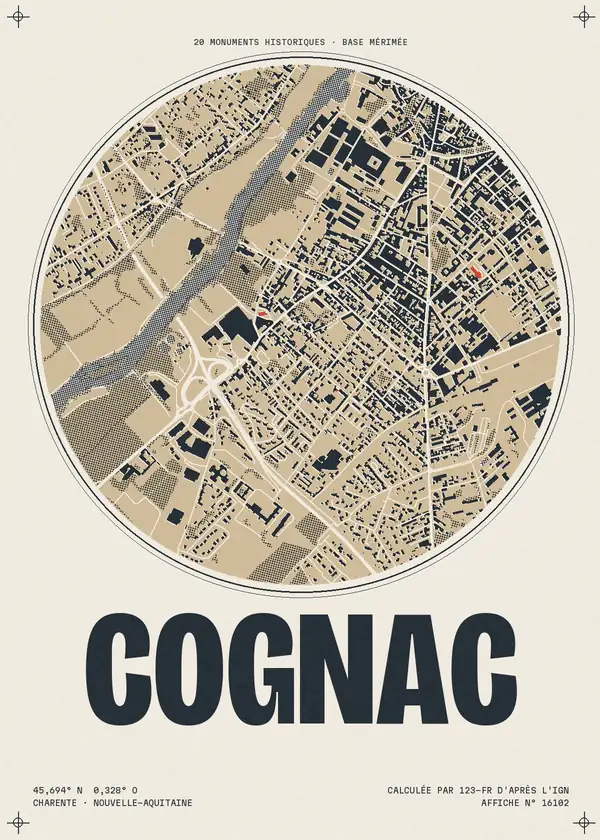Affiche de Cognac, calculée par 123-fr d'après l'IGN