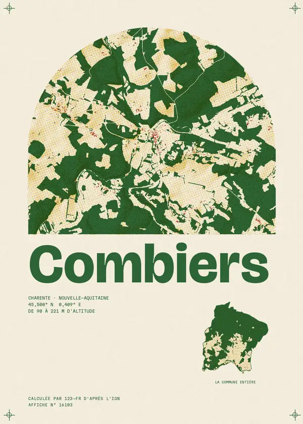 Affiche de Combiers, calculée par 123-fr d'après l'IGN