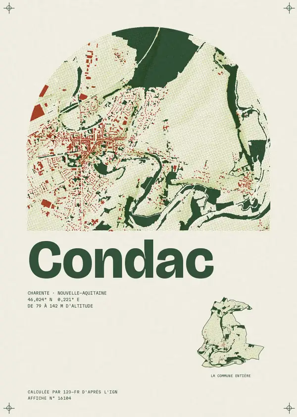 Affiche de Condac, calculée par 123-fr d'après l'IGN
